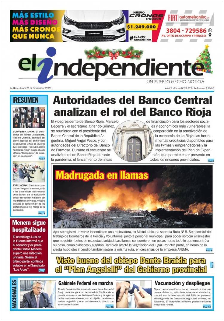 Portada de El Independiente (Argentina)