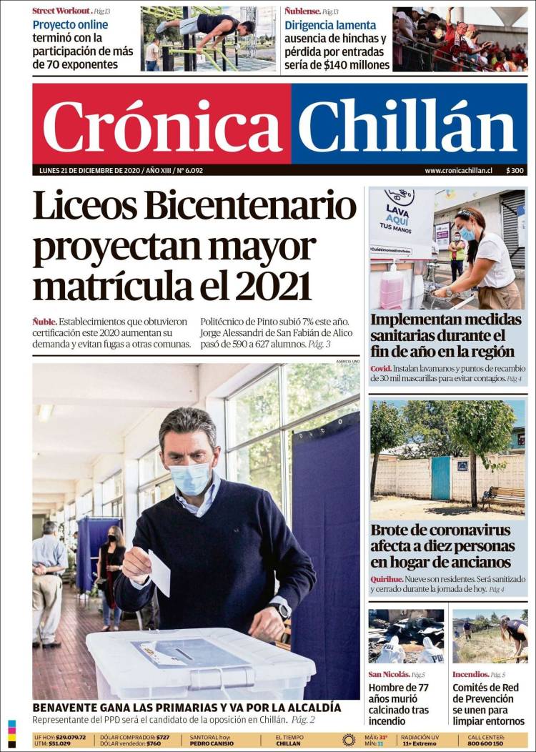 Portada de Crónica Chillán (Chile)