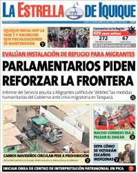 Portada de La Estrella de Iquique (Chile)