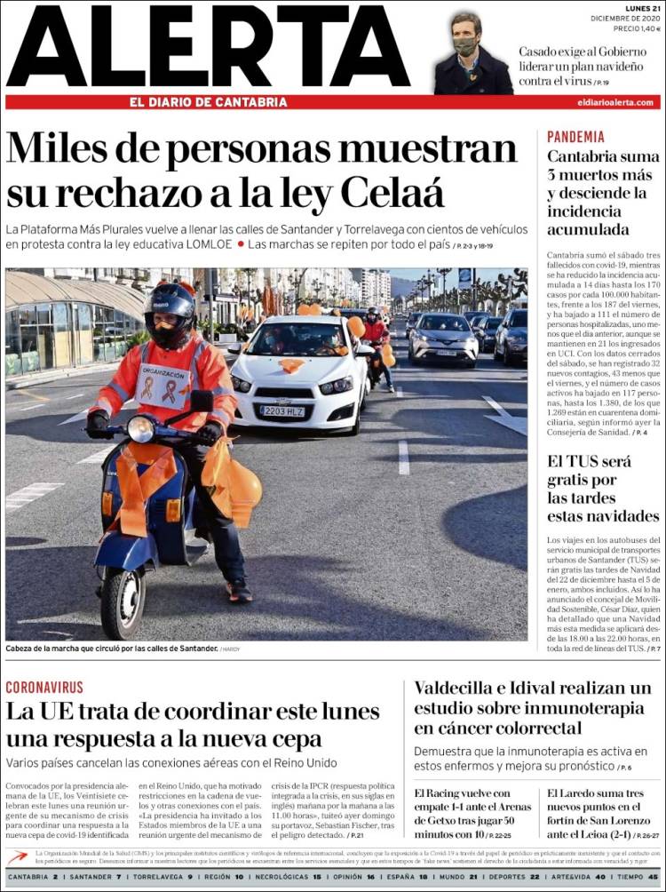 Portada de Alerta - El Diario de Cantabria (España)