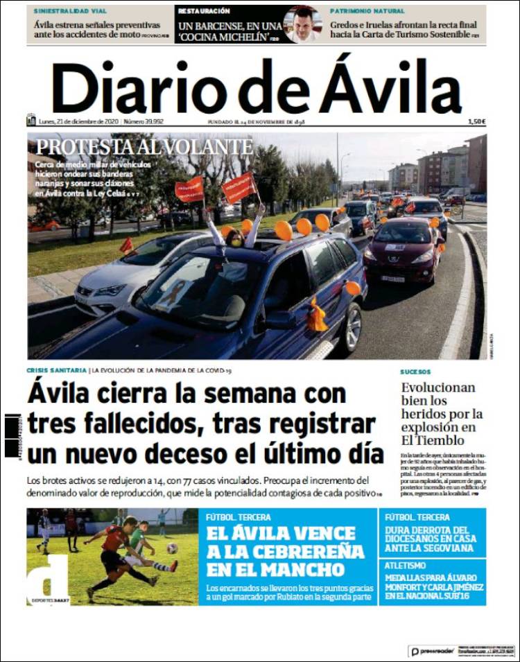 Portada de Diario de Ávila (España)