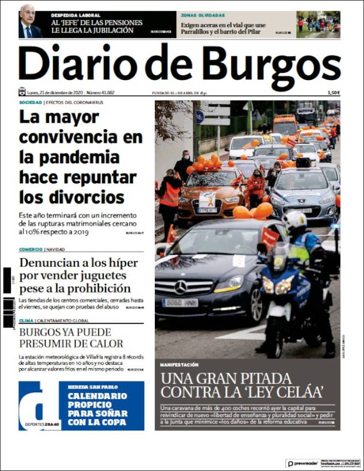 Portada de Diario de Burgos (España)