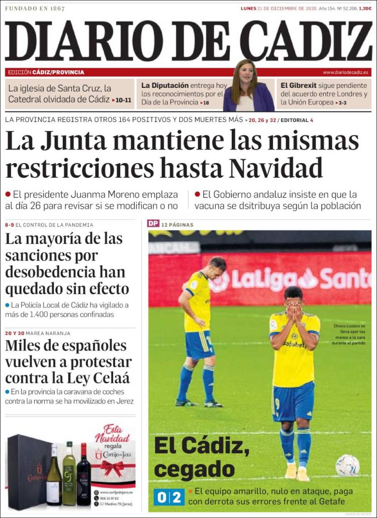 Portada de Diario de Cádiz (España)