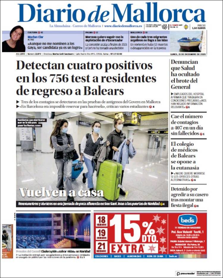 Portada de Diario de Mallorca (España)