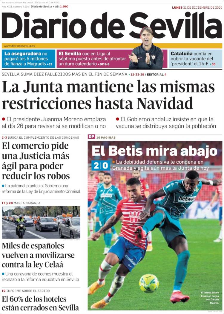 Portada de Diario de Sevilla (España)