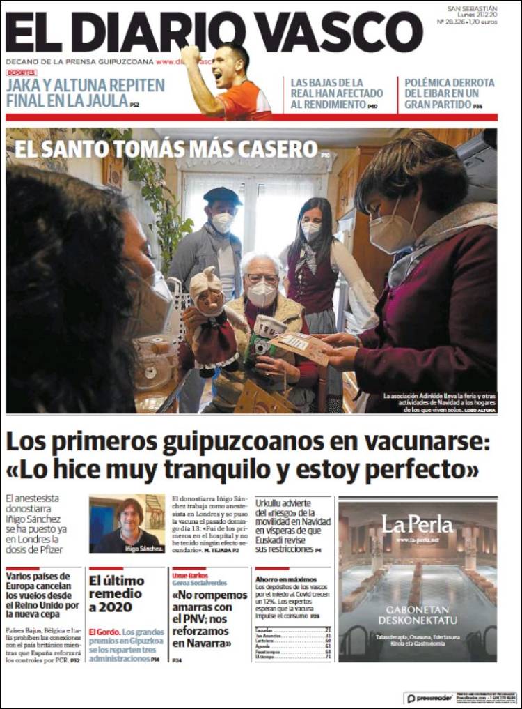 Portada de Diario Vasco (España)