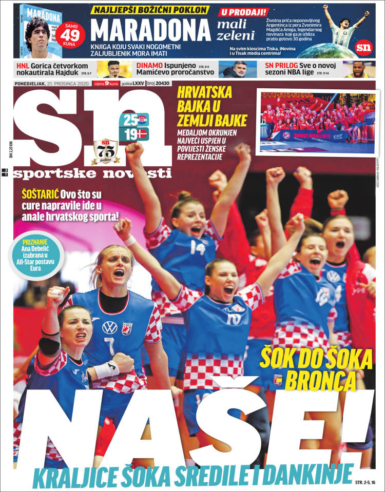 Portada de Sportske Novosti (Croacia)