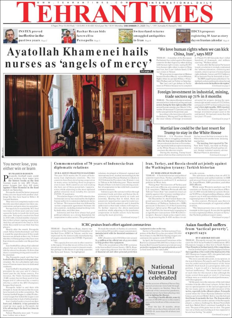 Portada de TehranTimes (Ir&aacute;n)