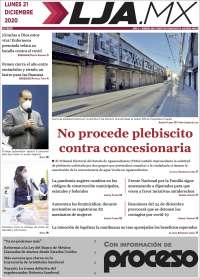 Portada de La Jornada de Aguascalientes (México)