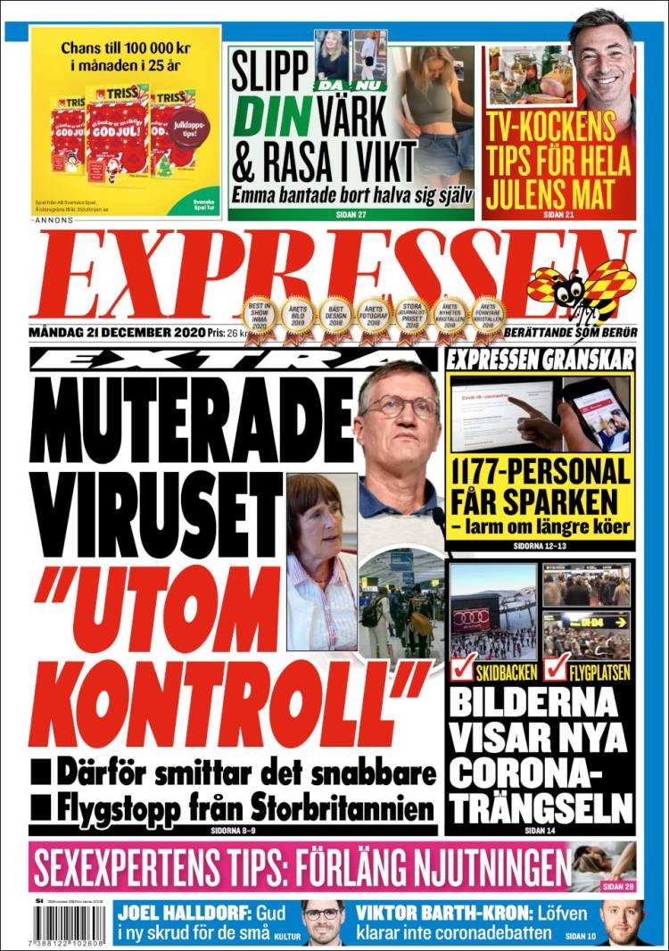 Portada de Expressen (Suecia)