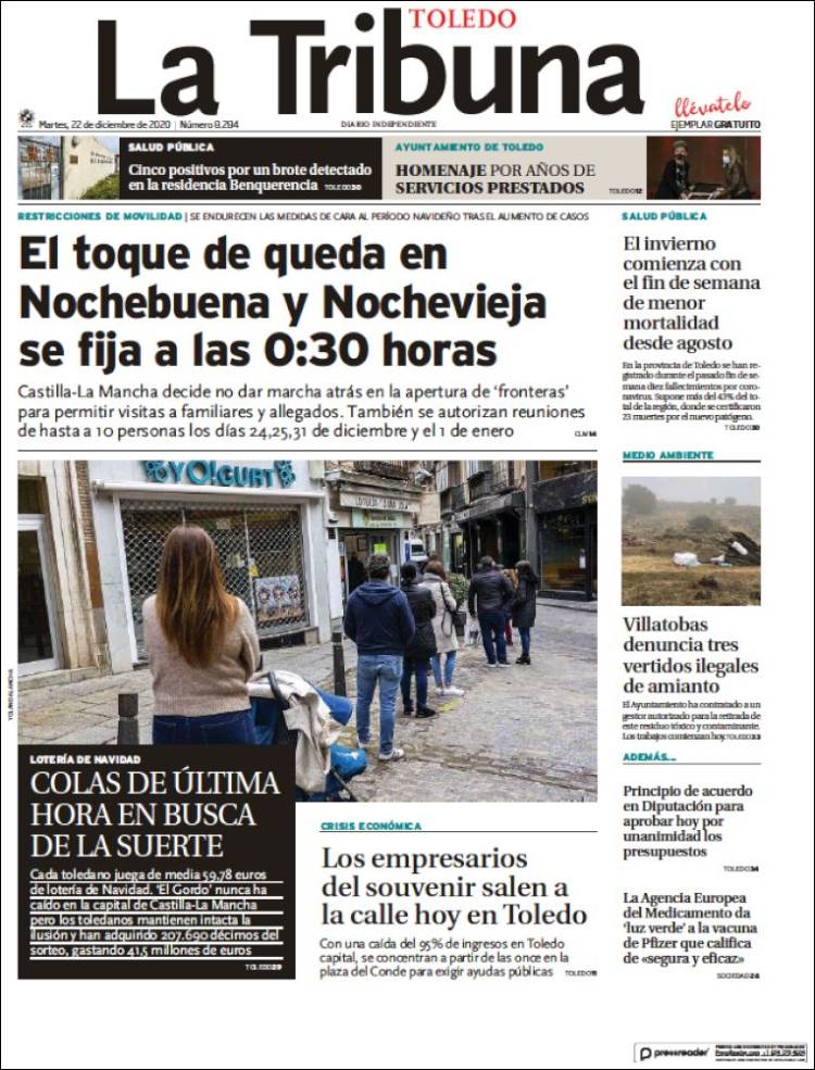 Portada de La Tribuna de Toledo (España)