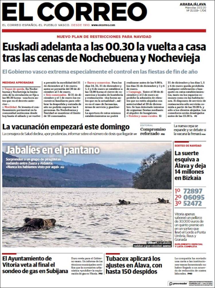 Portada de El Correo - Álava (Espa&ntilde;a)