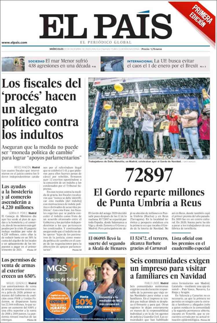 Portada de El País (Espa&ntilde;a)