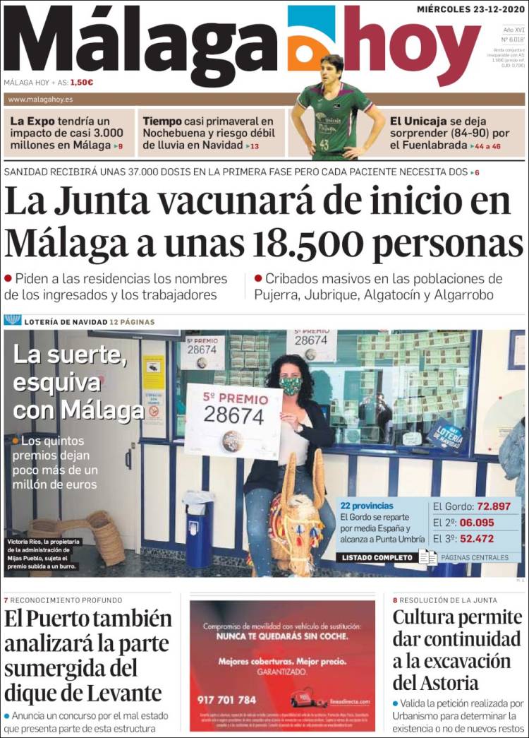 Portada de Málaga Hoy (Espa&ntilde;a)