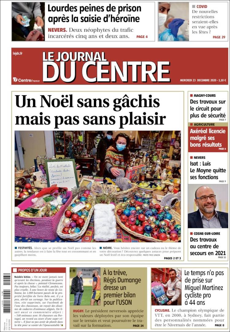 Portada de Le Journal du Centre (Francia)
