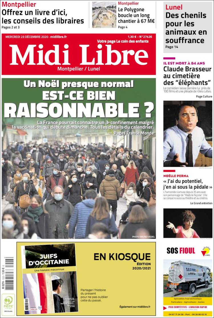 Portada de Midi Libre (Francia)