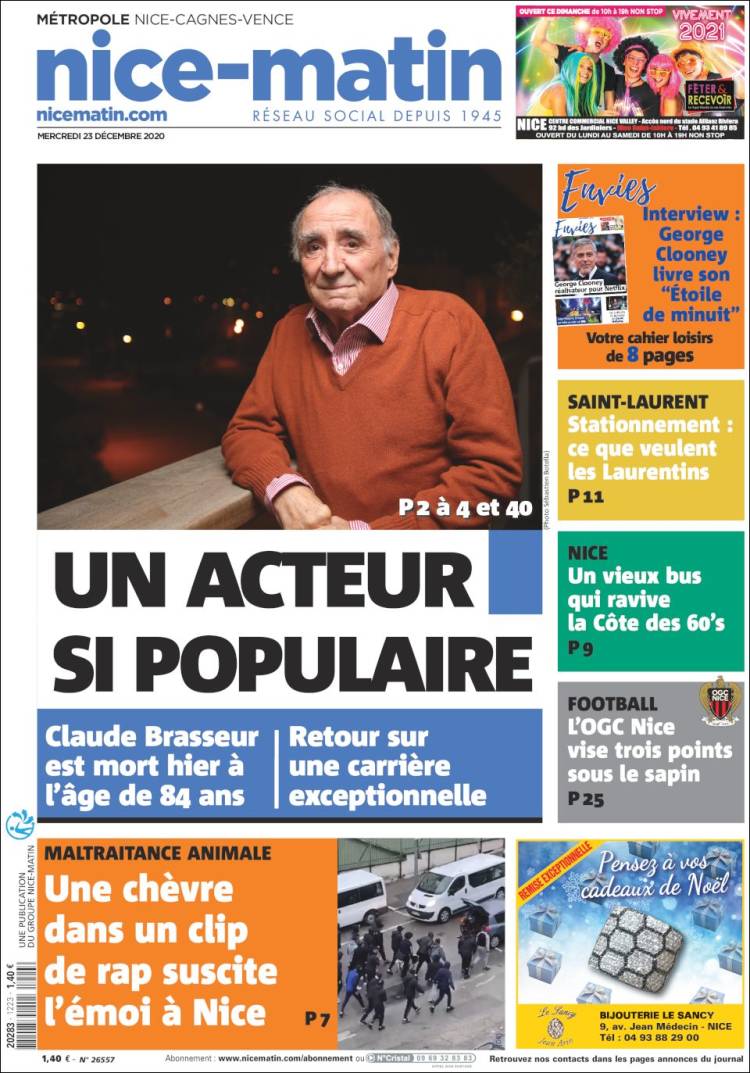 Portada de Nice-Matin (Francia)