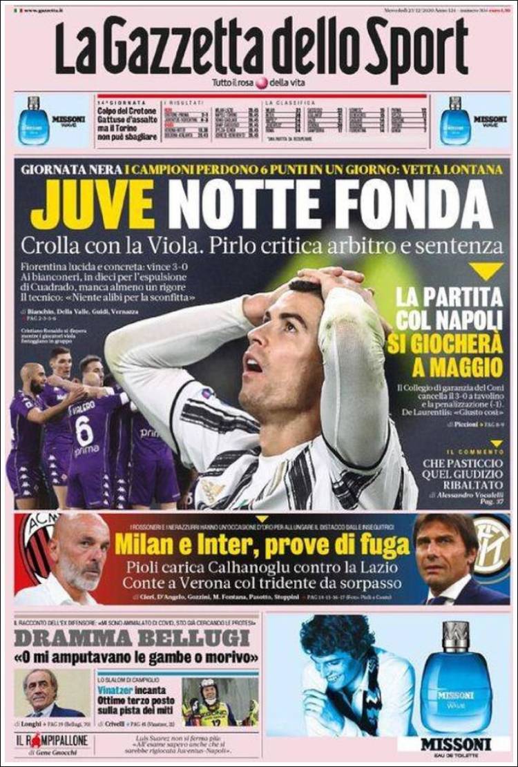 Portada de La Gazzetta dello Sport (Italia)