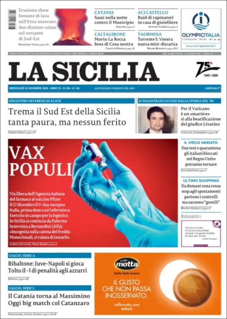 Portada de La Sicilia (Italia)