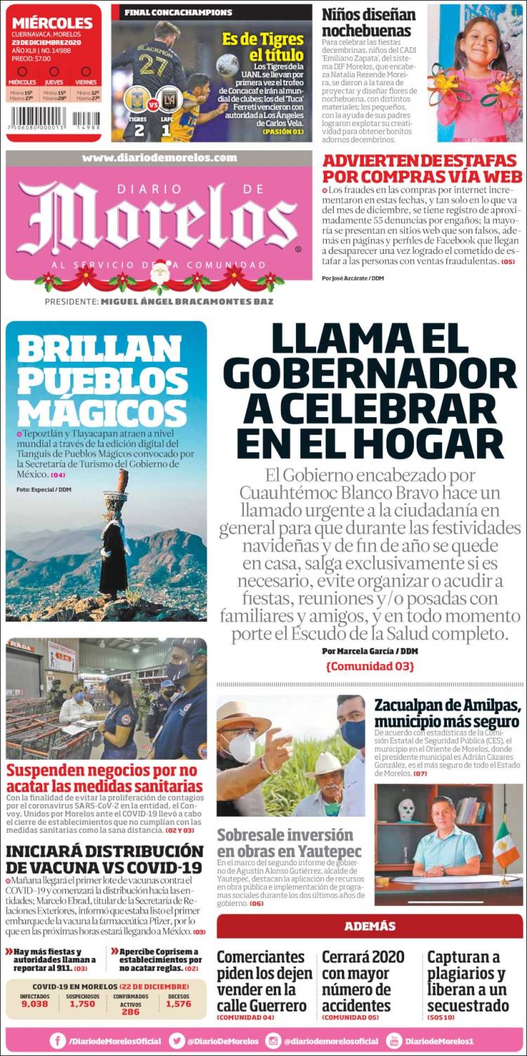 Portada de Diario de Morelos (México)