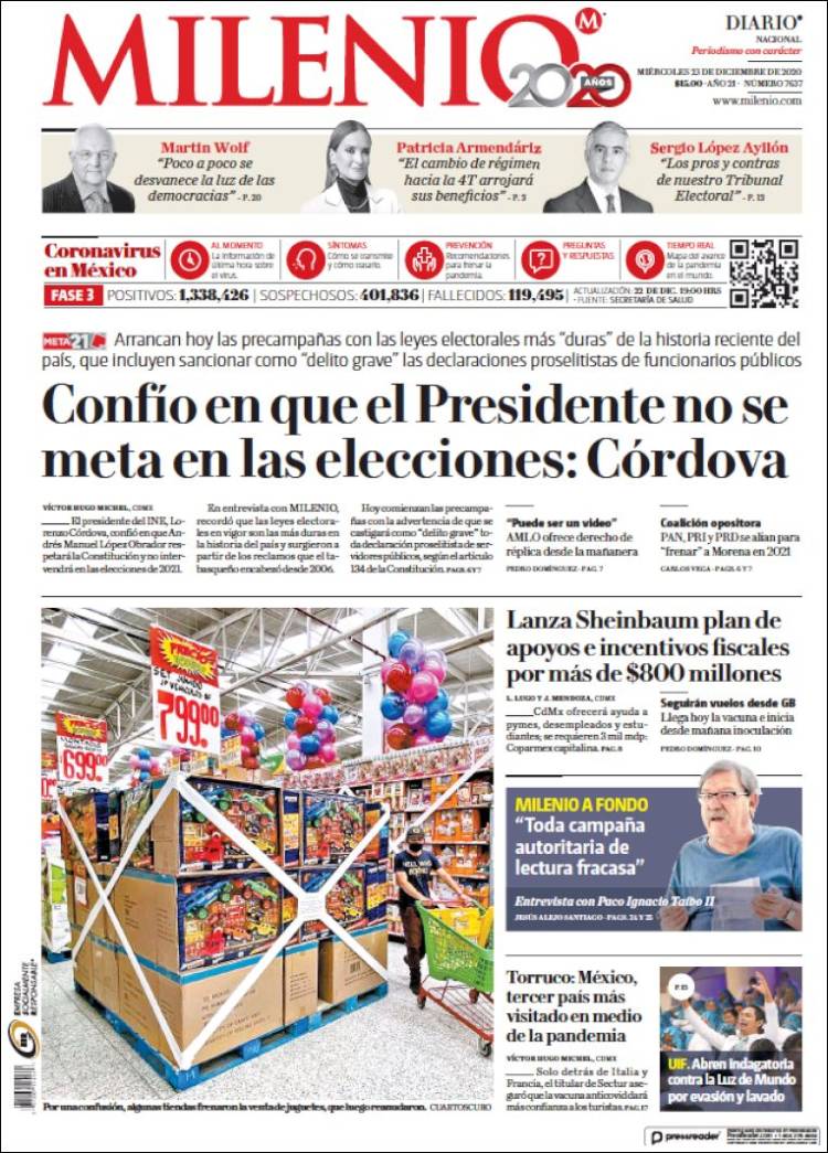 Portada de Milenio (México)