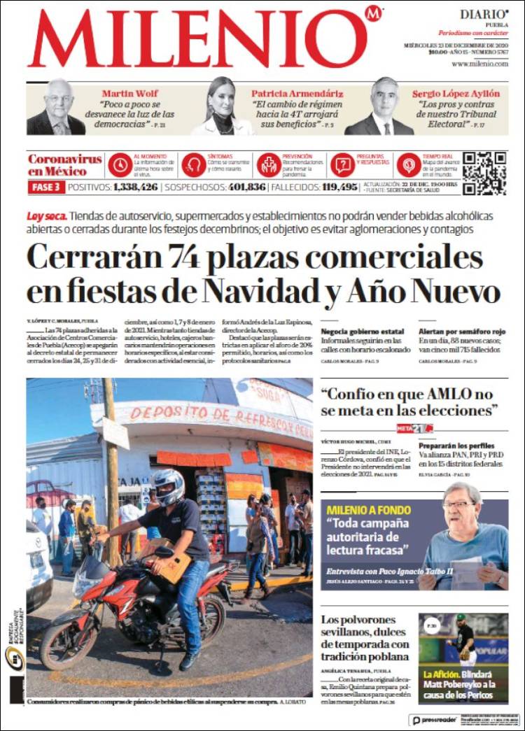 Portada de Milenio de Puebla (México)