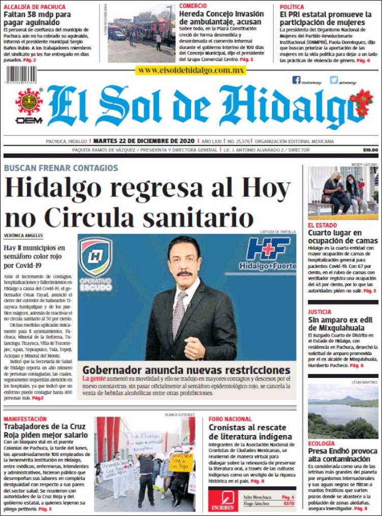 Portada de El Sol de Hidalgo (México)
