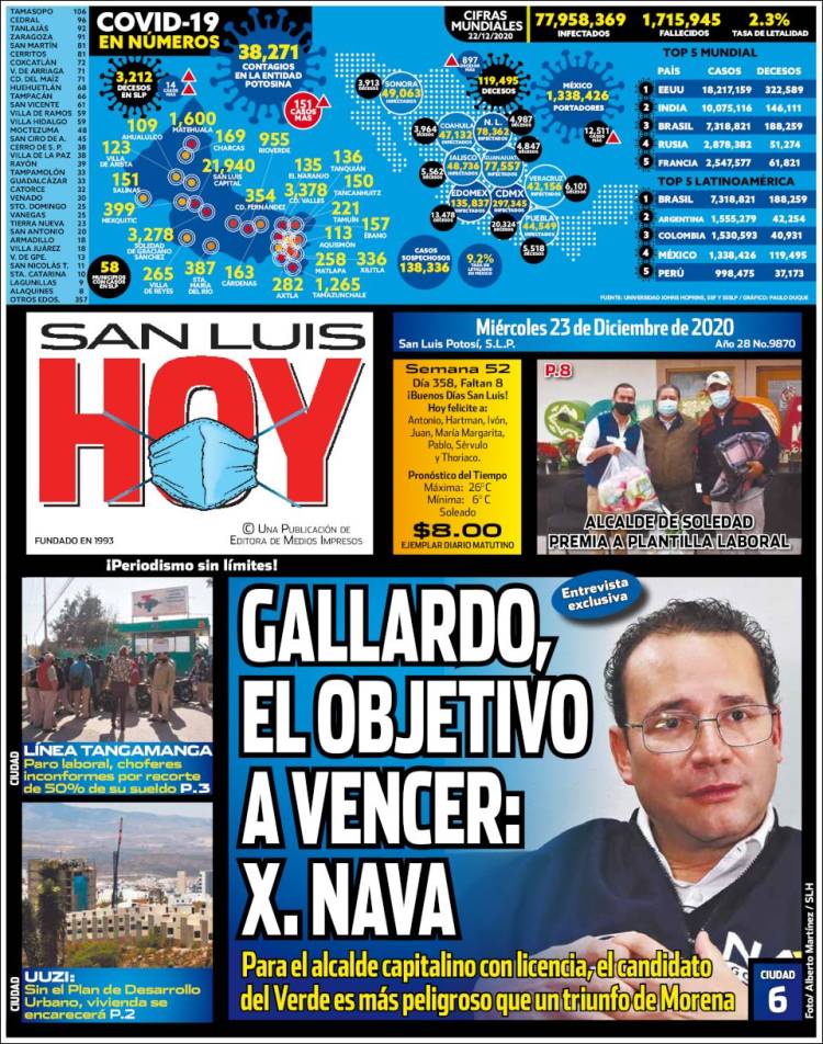 Portada de San Luis Hoy (México)