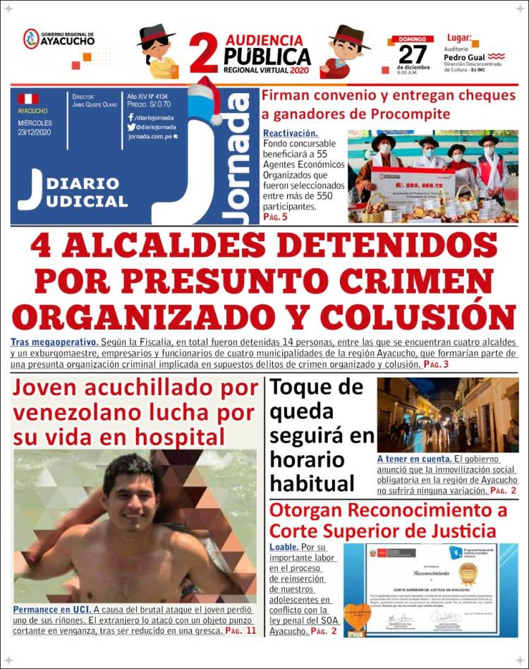 Portada de Diario Jornada (Perú)