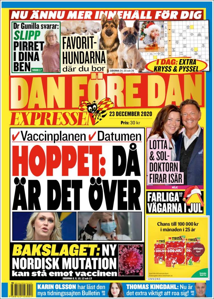 Portada de Expressen (Suecia)