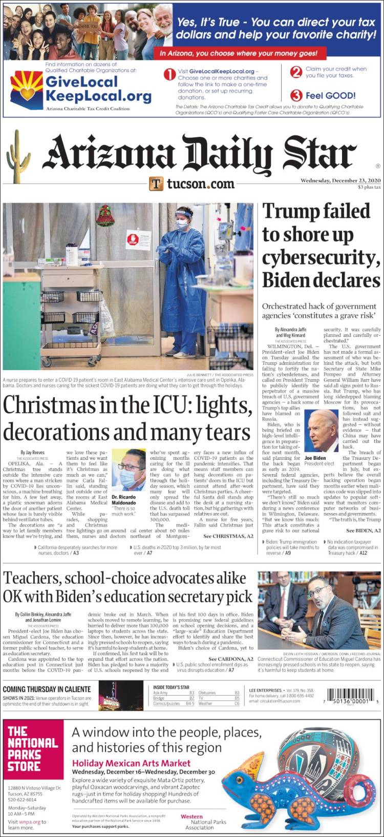 Portada de Arizona Daily Star (USA)
