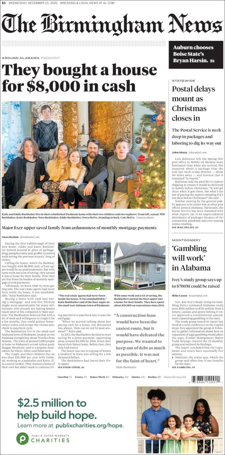 Portada de Birmingham News (USA)