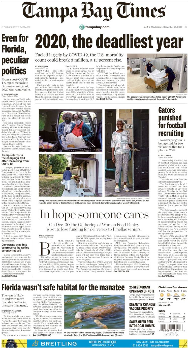 Portada de Tampa Bay Times (USA)