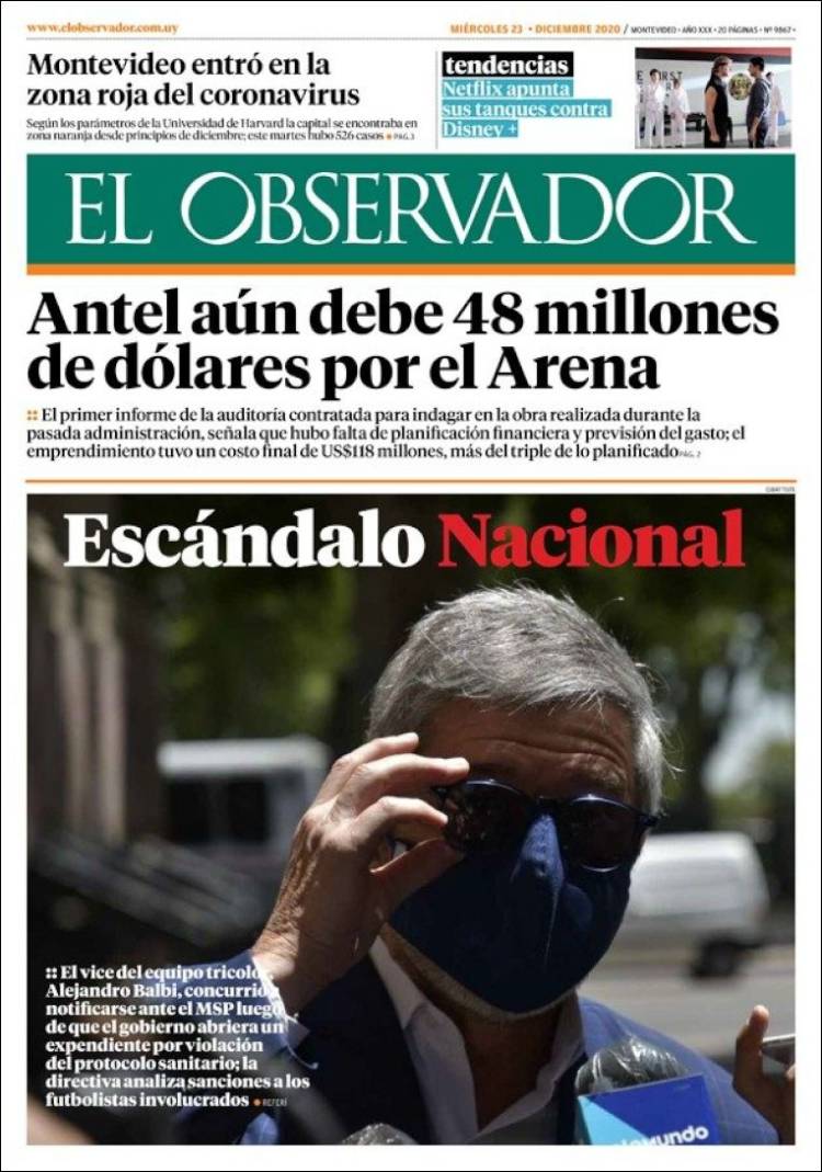 Portada de El Observador (Uruguay)