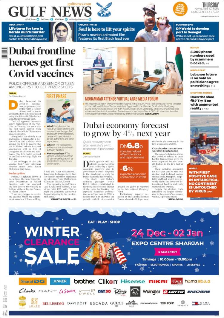 Portada de Gulf News (Asia-Pacífico)