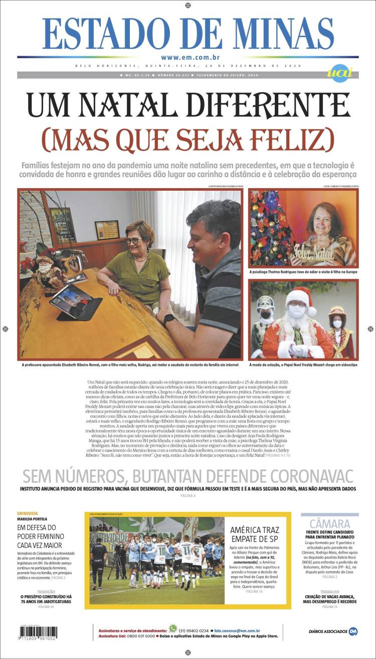 Portada de Jornal Estado de Minas (Brasil)