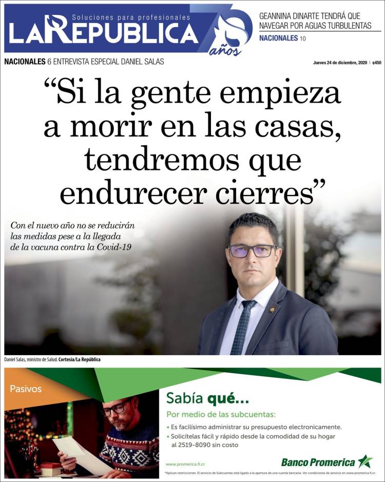 Portada de La República (Costa Rica)