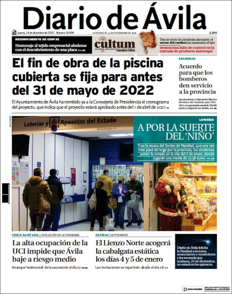 Portada de Diario de Ávila (España)