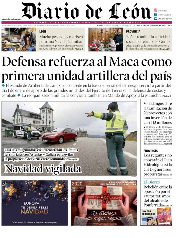 Portada de Diario de León (España)