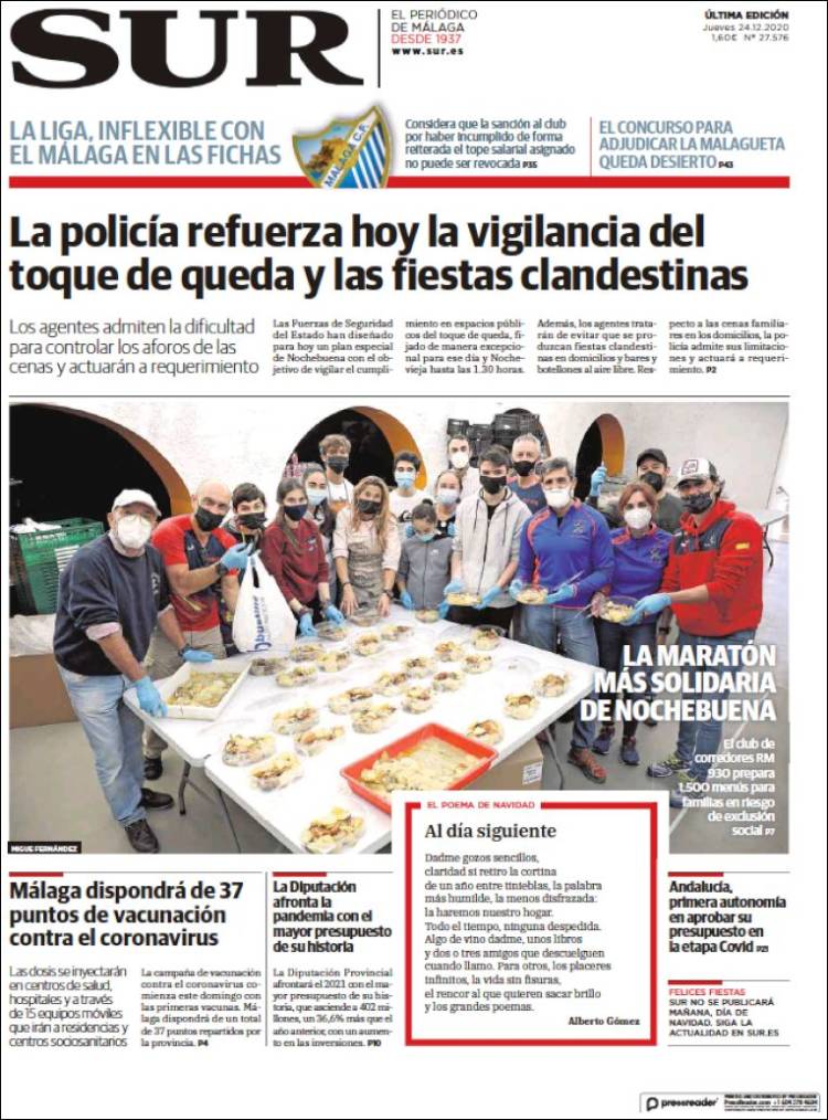 Portada de Diario el Sur (España)