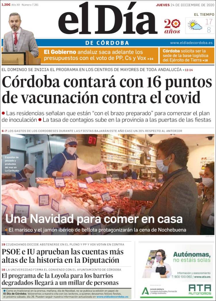 Portada de El Día de Córdoba (España)