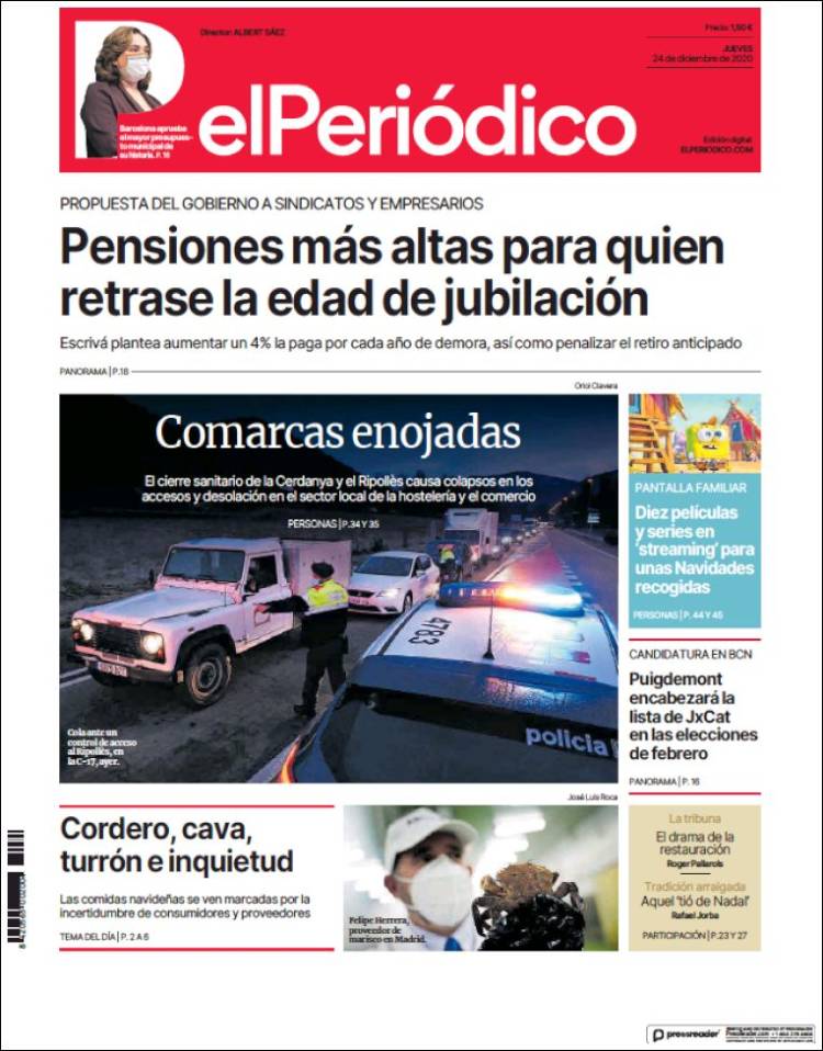 Portada de El Periódico (España)