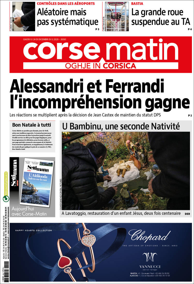 Portada de Corse-Matin (Francia)