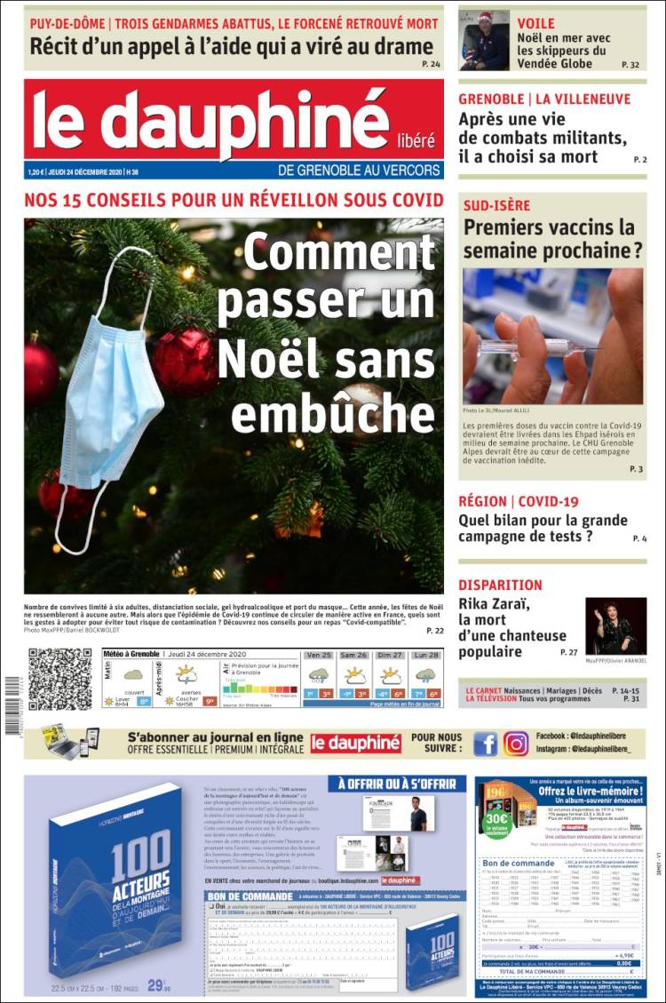 Portada de Le Dauphiné Libéré (Francia)