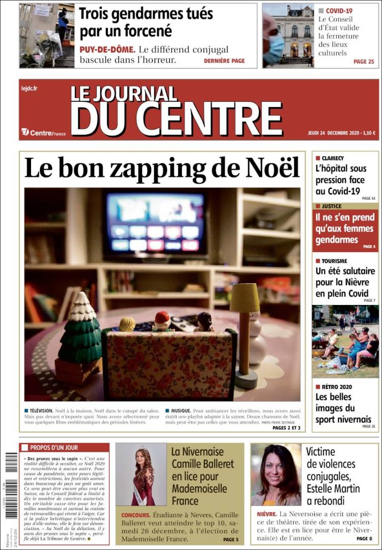 Portada de Le Journal du Centre (Francia)