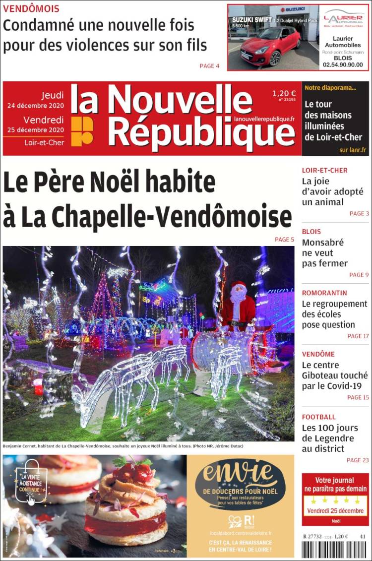 Portada de La Nouvelle Republique (Francia)