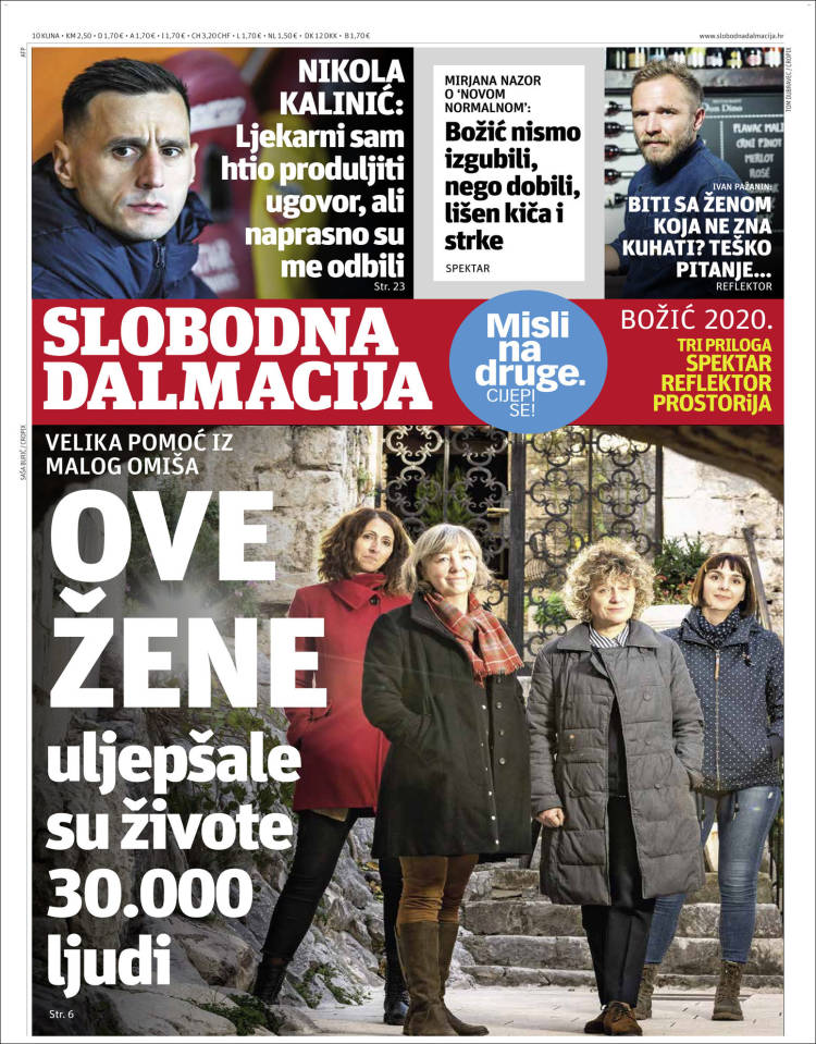 Portada de Slobodna Dalmacija (Croacia)