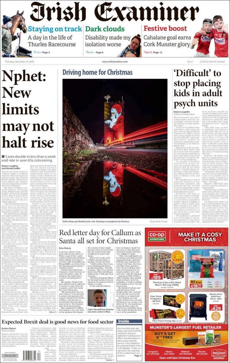 Portada de Irish Examiner (Irlanda)