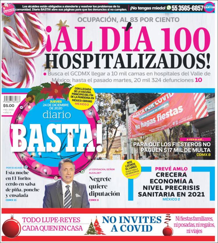 Portada de Diario Basta (México)