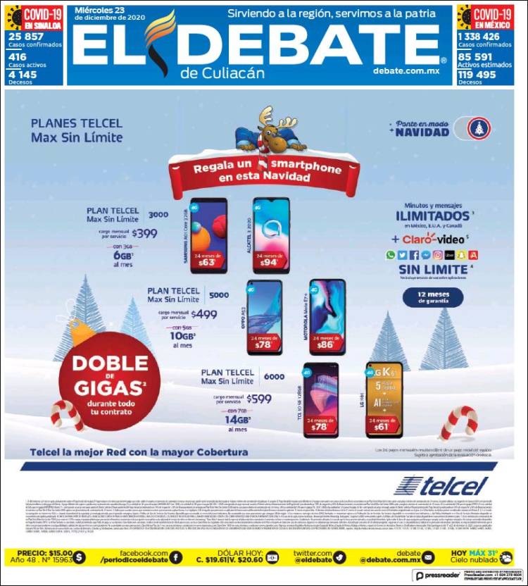 Portada de El Debate de Culiacán (México)